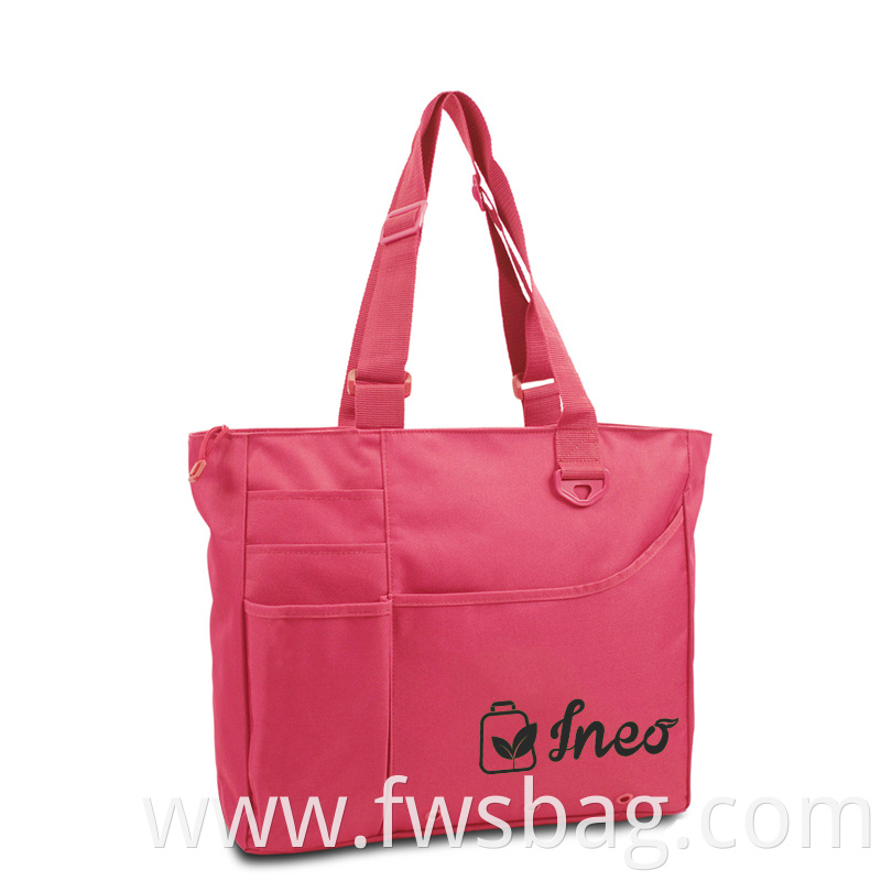 Custom Utility Conference Logo Print Zipper Tote Bag With Adjustable Handles Shopping Bag